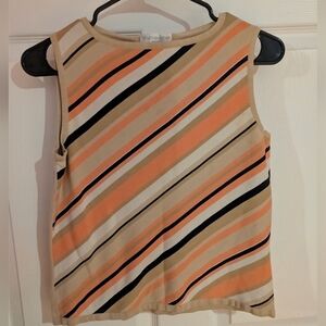 Worthington Diagonal Striped Sleeveless Tank in Peach, Cream & Black